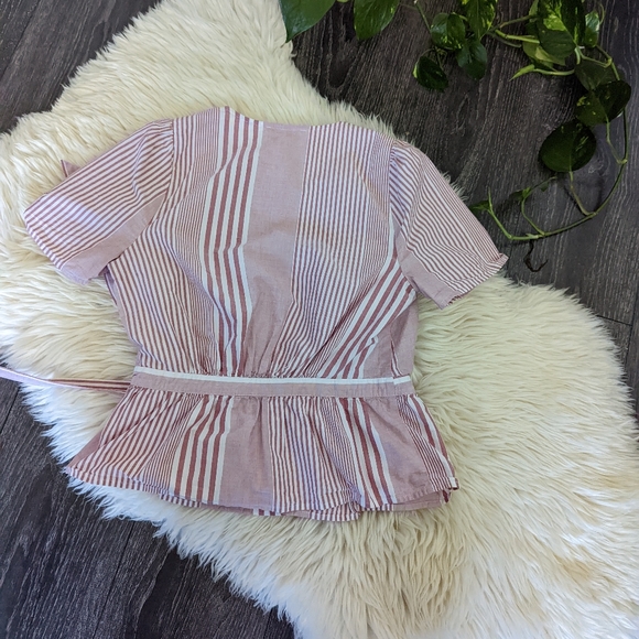 MADEWELL - Ruffle-Hem Wrap Top in Stripe Mix - Picture 14 of 15